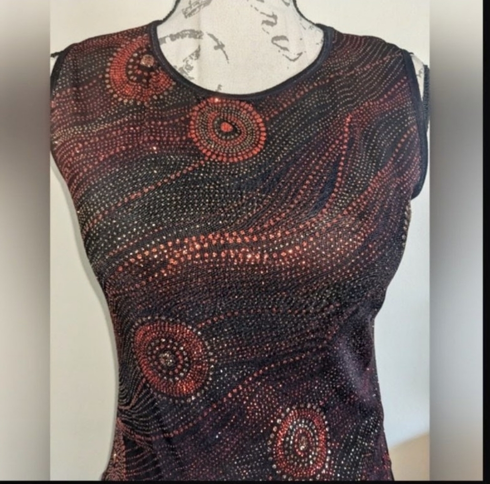 NEWPORT Brown & Gold Shimmery Metallic Blouse Shirt Top Size Large